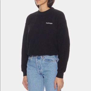 Mad happy green terry cloth cropped sweatshirt